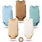 Mahfel 5'li Atlet Kolsuz %100 Pamuk Premium Seri Çıtçıtlı Bebek Body Zıbın 09 - 2 Yaş - Turkuaz