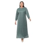 MAHİDE KADIN ASTARLI LÜX SİMLİ TÜL KUMAŞ BÜYÜK BEDEN ANNE ABİYE ELBİSE Mint Yeşili 44