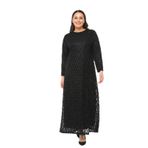 MAHİDE KADIN ASTARLI LÜX SİMLİ TÜL KUMAŞ BÜYÜK BEDEN ANNE ABİYE ELBİSE SİYAH 48