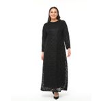 MAHİDE KADIN ASTARLI LÜX SİMLİ TÜL KUMAŞ BÜYÜK BEDEN ANNE ABİYE ELBİSE SİYAH 52