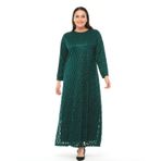 MAHİDE KADIN ASTARLI LÜX SİMLİ TÜL KUMAŞ BÜYÜK BEDEN ANNE ABİYE ELBİSE Yeşil 58