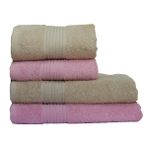 Mahir Havlu Banyo Havlu Takımı %100 Pamuk 4'lü Hamam Seti Bej-Pembe - 70 x 140 cm - 50 x 90 cm - Renkli