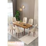 Maholandin Jon serisi 6 Kişilik Açılır Masa Sandalye Takımı Mutfak Masası Takımı
