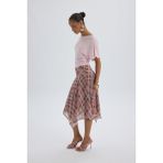 Mai Amorette Asimetrik Ekoseli Pembe Midi Etek - XS