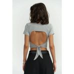 MAI STUDIOS CO. Perla Vatkalı Gri Crop Bluz