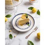 Maia Porselen 6'lı 19 cm Şef Modern Limon Dalı Baskılı Pasta Tabağı Seti - Beyaz