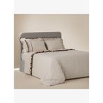 Maide Battal Boy Nevresim Takımı %100 Organik Pamuk Kenevir Karışımlı Nakışlı Bej 240x220 Cm