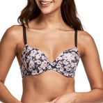 Maidenform One Fab Fit Balenli Sütyen, Destekli Tişört Sütyen, Modern Yarım Sütyen, Dönüştürülebilir Askılı Hafif Dolgulu Sütyen, Flash Çiçek Baskı-siyah, 85B