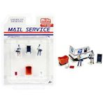 Mail Service 6 Parça Kalıp Seti (2 Erkek Posta Taşıyıcı Figürin ve 4 Aksesuar) Ltd Ed ila 4800 adet 1/64 Ölçekli Modeller American Diorama 76491