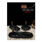 Main Collectibles Himalaya 3'lü Set Kalp Dağ Temalı Geri Akış Tütsülük Siyah Renk Buhurdanlık Tütsü