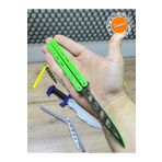 Main Collectibles Kelebek Antrenman Bıçağı Özel Motifli Yeşil - Siyah Renk Butterfly Knife Plastik 1 Adet