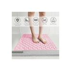 Main shop 1 Adet Kare Vantuzlu Banyo Ve Duş Kaydırmazı, Küvet İçi Duşakabin Kaydırmaz Vantuzlu Banyo Paspası 54x54cm Pembe