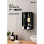 MAİN SHOP 2 Adet Siyah 400 ml Sabunluk Duvara Monte Şeffaf Sıvı Plastik Ve Mutfak Banyo Şişesi M-52