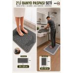 MAİN SHOP 2'li Banyo Paspas Seti - Masaj Etkili, Vantuzlu Kaymaz Taban, Hızlı Kuruyan Su Emici Paspas