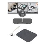 MAİN SHOP 3 Lü Mutfak Banyo Seti Silikon Bulaşık Matı,Musluk Matı,Fırça M-148