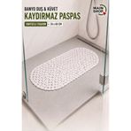 MAİN SHOP Güvenli ve Kaydırmaz Duş Paspası - 34x68 cm Vantuzlu Banyo Paspas Beyaz Renk M-130