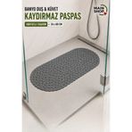 MAİN SHOP Güvenli ve Kaydırmaz Gri Duş Paspası - 34x68 cm Vantuzlu Banyo Paspası M-130