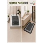 MAİN SHOP Kaymaz Taban 2'li Banyo Paspas Takımı - 36X69,5 cm Masajlı Duş Içi Mat & 38X58 cm Sihirli Su Emici Paspas