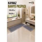 MAİN SHOP Mutfak Banyo Paspası Kaymaz Tabanlı Su Emici Paspas Yazısız Takım 158X38 cm - 58X38 cm M-11