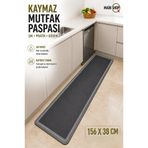 MAİN SHOP Mutfak Tezgahı Önü Banyo Paspası Kaymaz Tabanlı Su Emici Paspas Yazısız Gri Model 158x38cm M-9