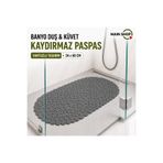 MAİN SHOP Vantuzlu Gri Banyo Matı - 34 x 68 cm Kaymaz Küvet İçi ve Duş Önü Paspas M-130
