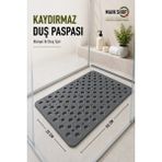 MAİN SHOP Vantuzlu Kaydırmaz Banyo ve Duş Paspası Gri Renk Dikdörtgen Desenli 33x66 cm M-141