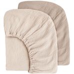 MairMore Muslin Bebek Bebek Çarşafları, Kız ve Erkek Bebekler için, Standart Beşik ve Küçük Çocuk Yatakları için Nötr Lastikli Bebek Çarşafları - Yumuşak ve Nefes Alabilir - 132 cm x 71 cm (Kül ve