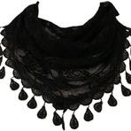 MAIRY Başörtüsü, kadın, mantilla, dantelli, katolik şal, peçe, püsküllü, siyah, beyaz, kadınlar için, fuar, latin, şapel, kilise düğünleri, De148001, 58 × 18.5 In
