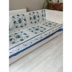 Maison Aura Koltuk Örtüsü Süngerli Mavi Wellsoft Kumaş Geometrik Desenli Kaymaz Tabanlı Modern Tasarım - 170 x 210 cm