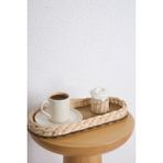 Maison Avf 2'li Set Rattan Düzenleyici & Rattan Güllük Sunum Seti Düzenleyici Tepsi, Kahve Sunumluğu - Beyaz