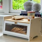 Maison Des Cadeaux Ekmek Kutusu Bambu Ahşap, İki Tonlu Gıda Depolama, Mutfak Tezgahı Üst Raf