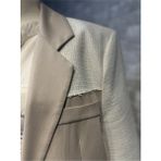 Maison MeDa Kadın Krem Keten Tüvit Mix Blazer Ceket - 0-Krem - S - M