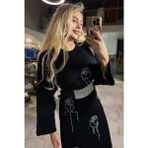 Maison Meda Siyah Taşlı Tesettür Triko Elbise - Standart