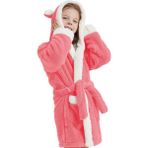 MaisonArt Bunny Kapşonlu Unisex Wellsoft Çocuk Peluş Sabahlık | Bornoz - 4 - 5 Yaş - Pembe