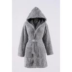 MaisonArt Plain Kapşonlu Unisex Wellsoft Peluş Sabahlık | Bornoz - S - M - Gri