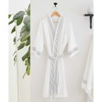 Maısonette Subtle Stıtch Bornoz - Beyaz - Lacivert
