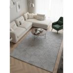 Maisoria Home Merinos Rölyef Halı Kaymaz Tabanlı Makinada Yıkanabilir Leke Tutmaz Gri Kesme Halı Salon Yolluk - 150 x 475 cm