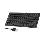 Maiyame K-1000 Mini Klavye 78 Tuşlu Mini Klavye Usb İle Çalışan Kablolu Klavye Çikolata Klavye Taş Klavye Siyah