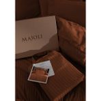 Majoli Opia %100 Pamuk Saten Çizgili Tarçın Çift Kişilik Nevresim Takımı - 200 x 220 cm