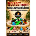 Major Hobi 50 Adet Hareketli Eklemli Karışık Hayvan Figür Seti 4-10 cm (100+ Model) - Çok Renkli