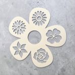 Major Hobi 6sı 1 Arada Çiçek Motifli Çok Amaçlı Stencil – Pasta, Seramik ve Hobi Şablonu - Beyaz