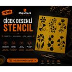 Major Hobi Çiçek Desenli Stencil Şablon Seti Dekoratif Boyama Kalıbı - Sarı