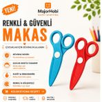 Major Hobi Çocuk Kağıt Makası 2’li Set – Güvenli Uçlu Renkli Makas - Kırmızı & Mavi