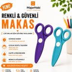 Major Hobi Çocuk Kağıt Makası 2’li Set – Güvenli Uçlu Renkli Makas - Mavi & Mor