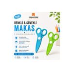 Major Hobi Çocuk Kağıt Makası 2’li Set – Güvenli Uçlu Renkli Makas - Mavi & Yeşil