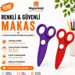 Major Hobi Çocuk Kağıt Makası 2’li Set – Güvenli Uçlu Renkli Makas - Mor & Kırmızı