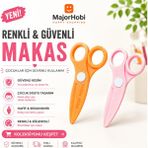 Major Hobi Çocuk Kağıt Makası 2’li Set – Güvenli Uçlu Renkli Makas - Mor & Pembe - Turuncu