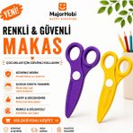 Major Hobi Çocuk Kağıt Makası 2’li Set – Güvenli Uçlu Renkli Makas - Mor & Sarı