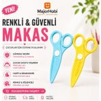 Major Hobi Çocuk Kağıt Makası 2’li Set – Güvenli Uçlu Renkli Makas - Sarı & Mavi
