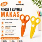 Major Hobi Çocuk Kağıt Makası 2’li Set – Güvenli Uçlu Renkli Makas - Sarı & Turuncu